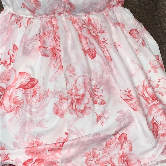White see through dress with pink flowers on - Picture 2 of 5